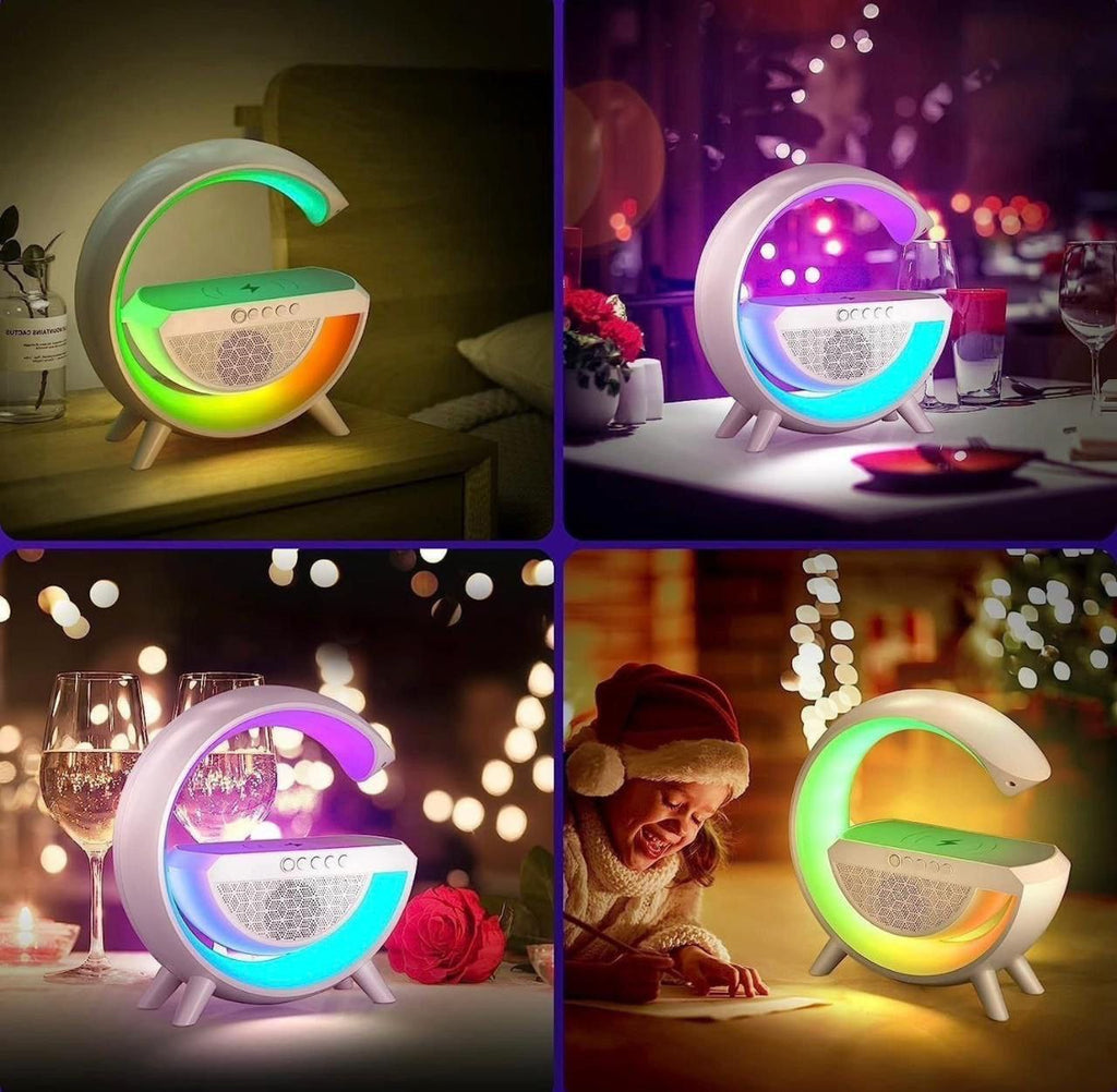 3 in 1 Multifunction G-Shape LED Bluetooth Speaker with Wireless Fast Charger